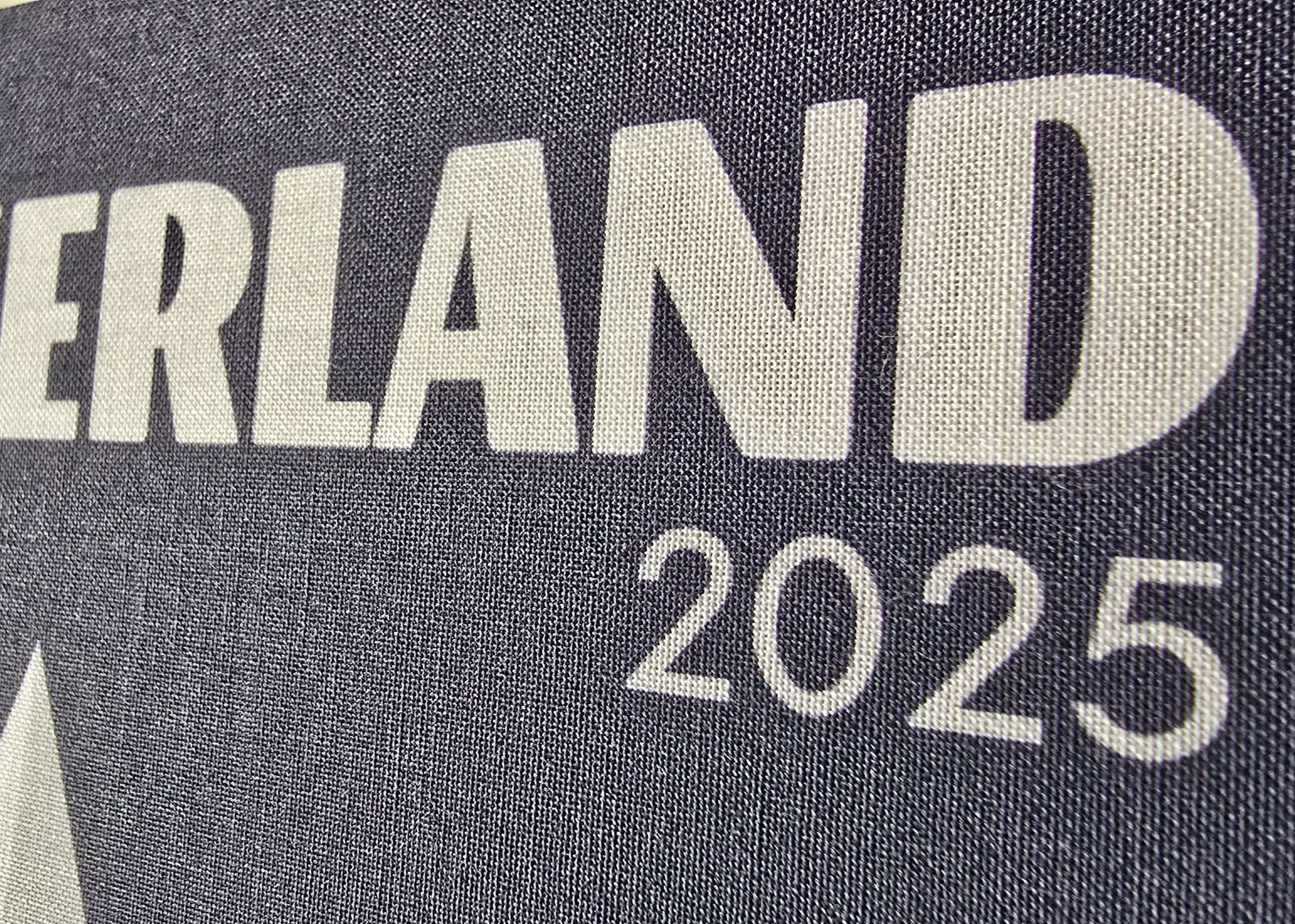 Text 'SWITZERLAND 2025' on a textured surface with a mountain graphic.