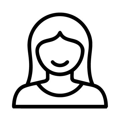 Outline of a person with long hair on a white background